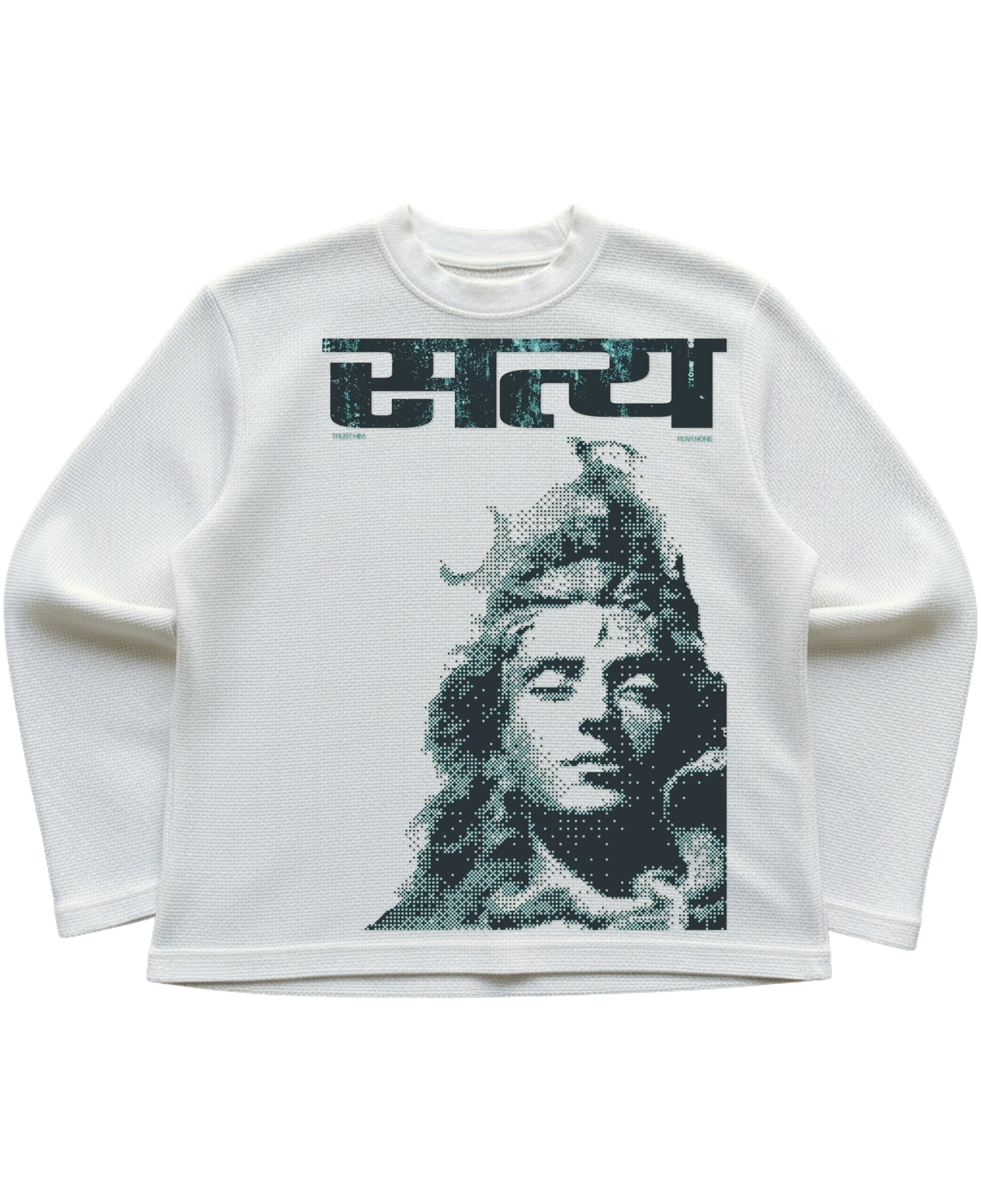 Off-white waffle knit oversized full-sleeve Front Design