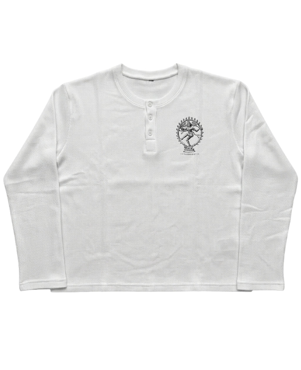 White Henley waffle knit Front Design