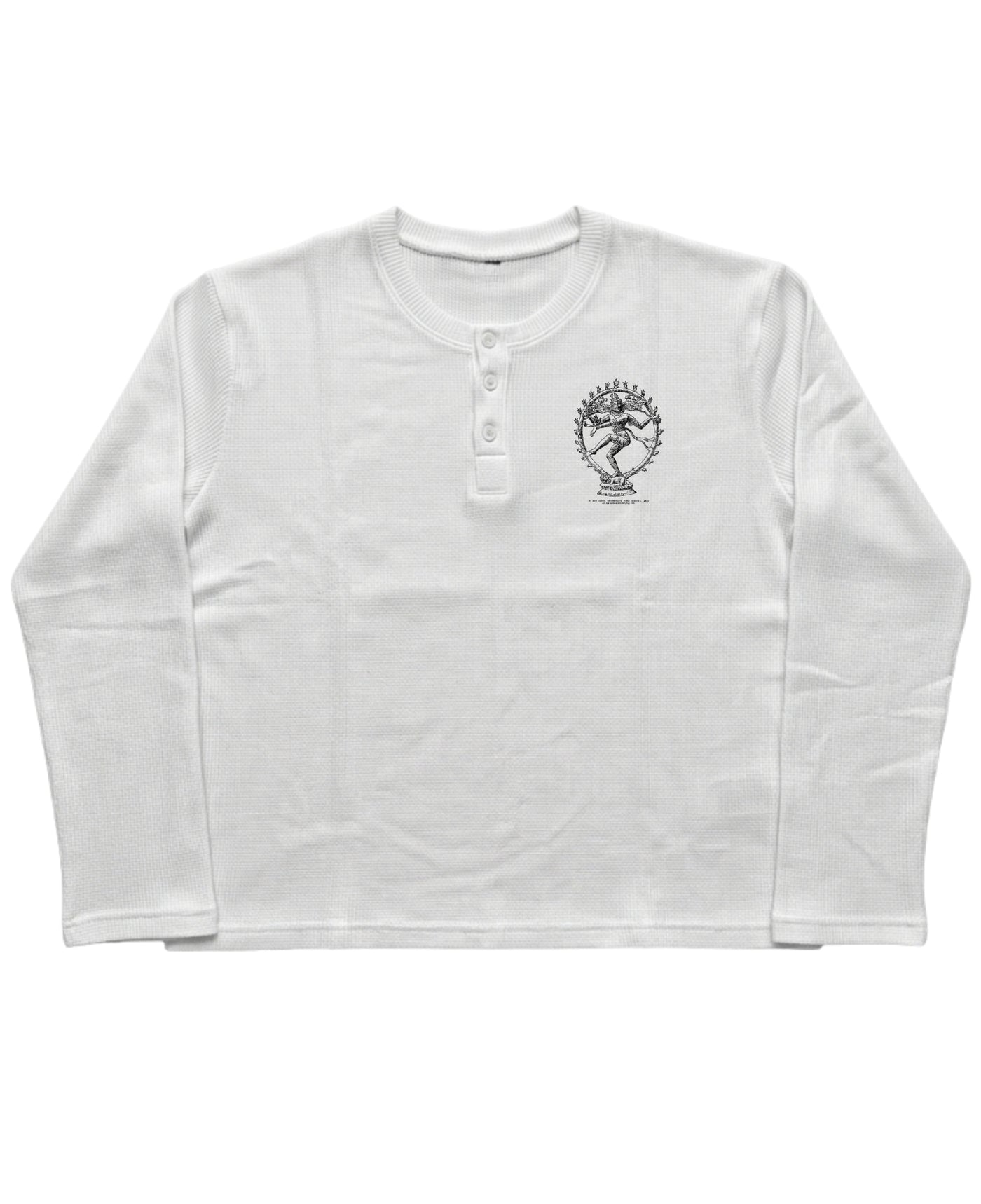 White Henley waffle knit Front Design