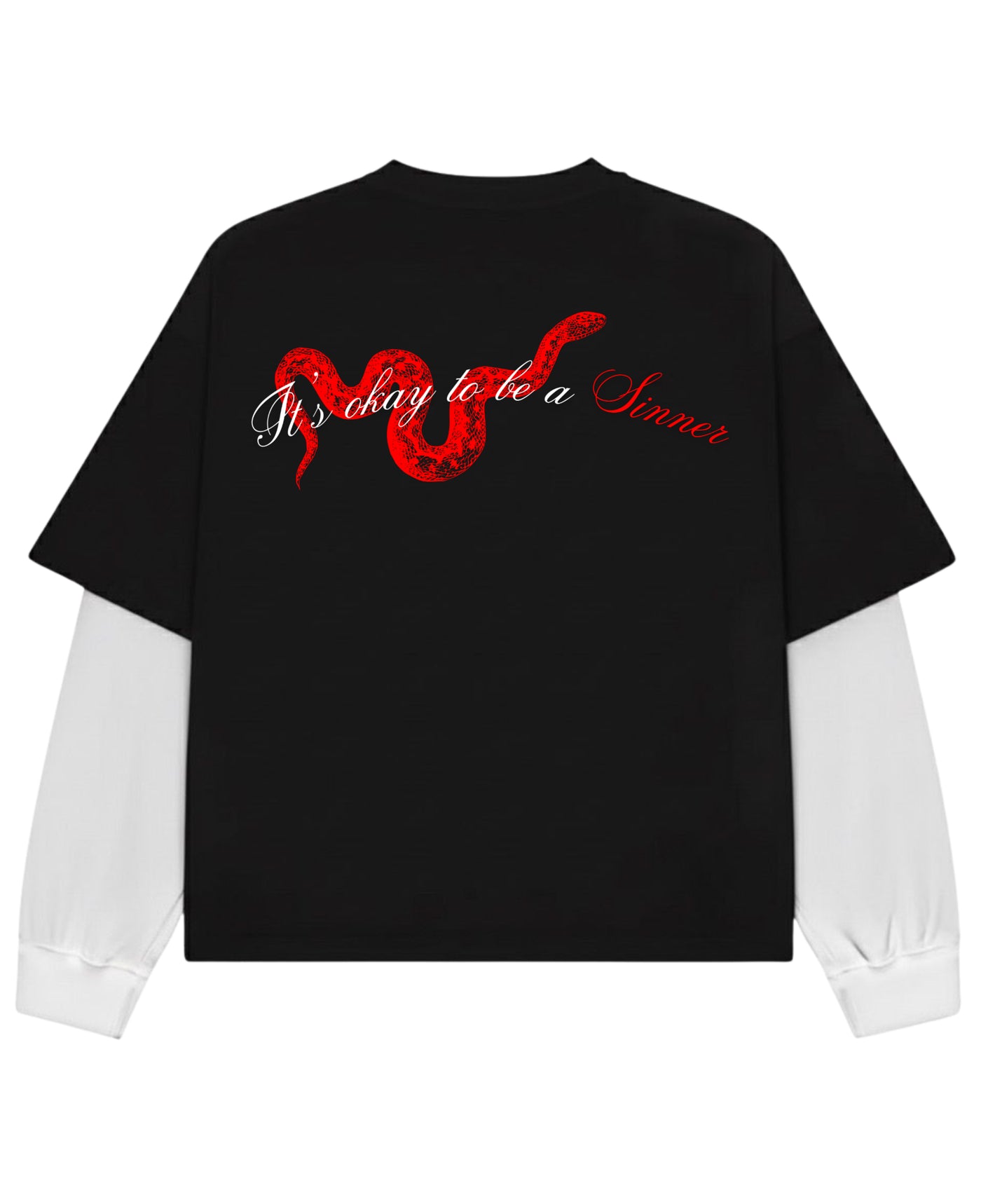 Black With White Sleeve Oversized Tee Back Design
