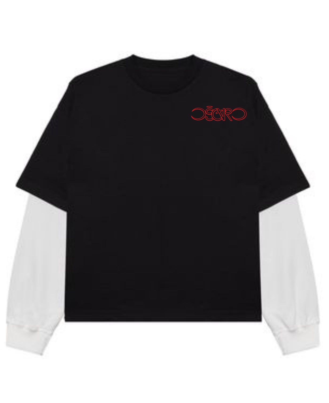 Black With White Sleeve Oversized Tee Front Design