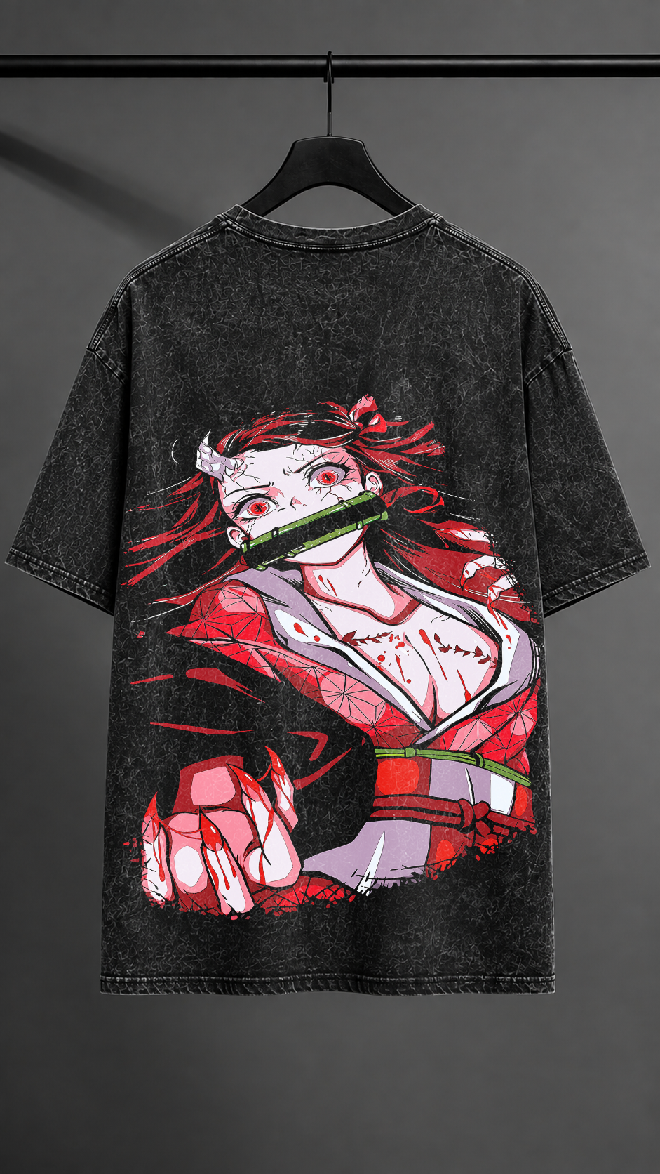 Nezuko Acid Wash Oversized Tee