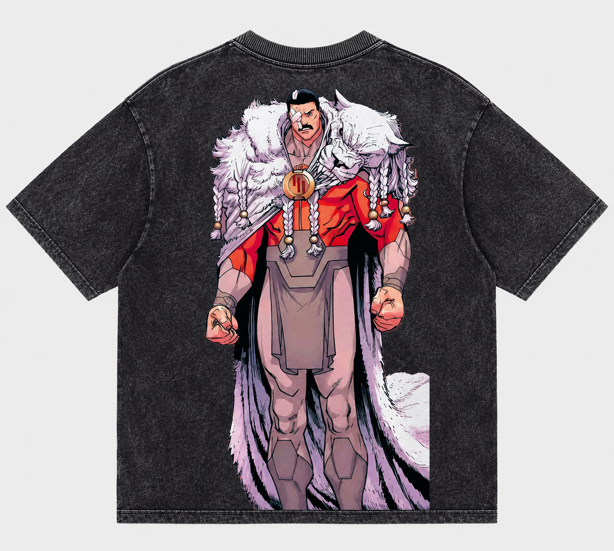 Thragg Invincible Acid Wash Oversized Graphic T-Shirt