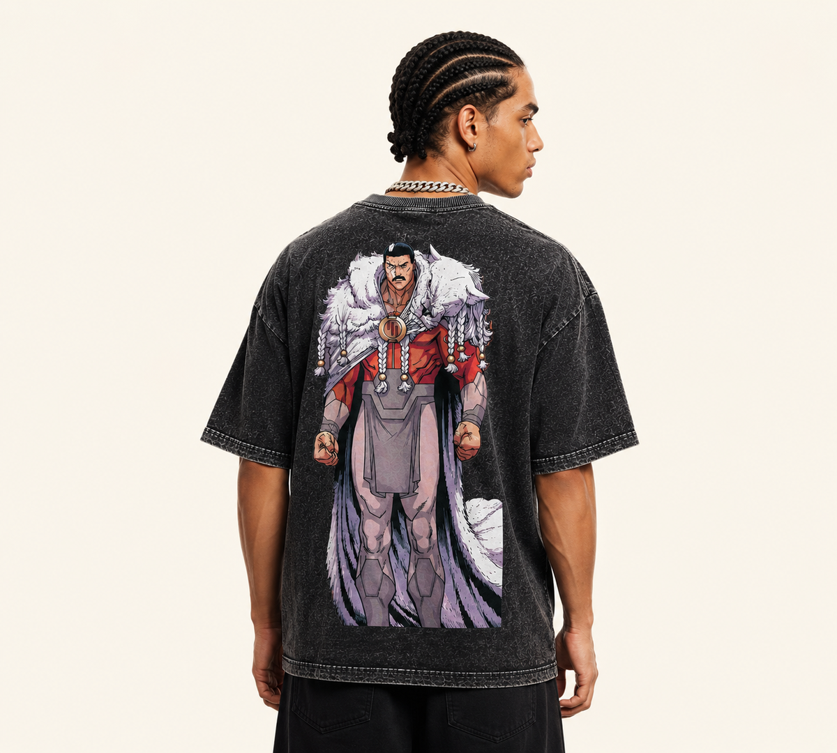 Thragg Invincible Acid Wash Oversized Graphic T-Shirt
