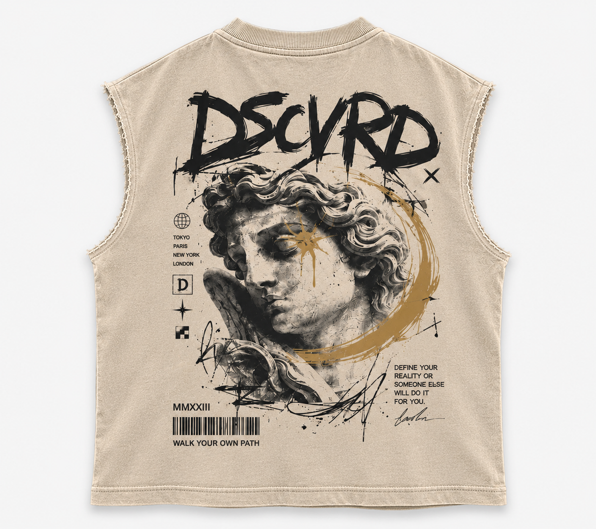 DSCVRD Walk Your Own Path  240 GSM Heavyweight Terry Cotton Tank Tee